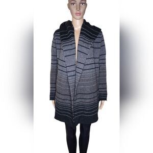 Vince Sophie women's gray striped wool yak alpaca hoodie blanket Cardigan Sz XS